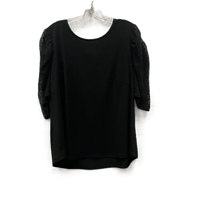 Top Short Sleeve By Adrianna Papell In Black, Size: 1x