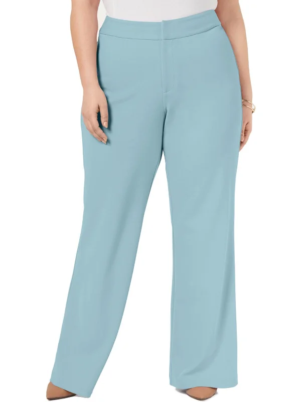 Plus Womens Monochromatic Wide Leg Pants