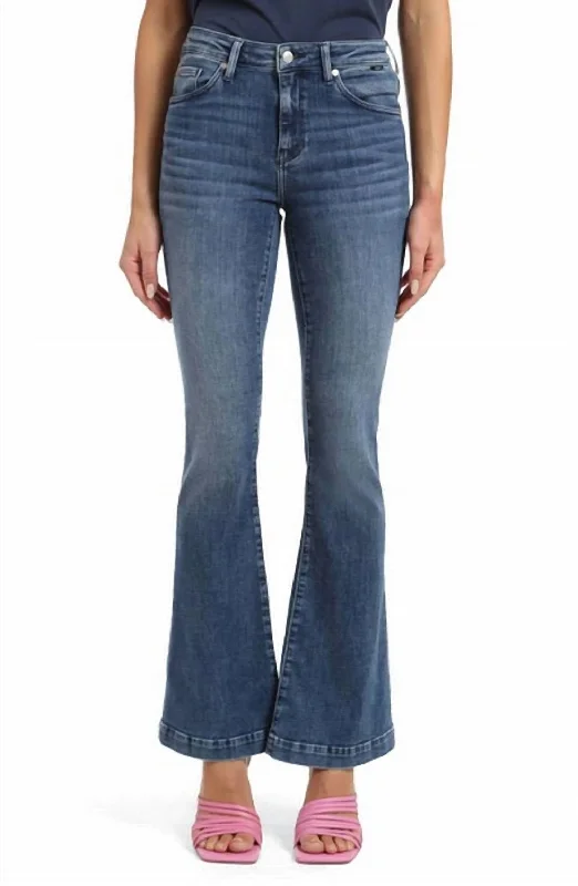 Sydney Wide Leg Flare Jeans In Mid Feather Blue