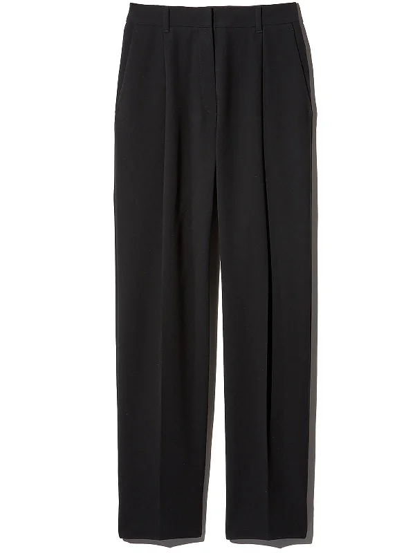 Womens High Rise Pleated Straight Leg Pants