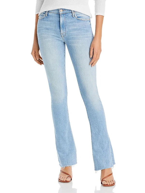 Womens Raw Hem Light wash Bootcut Jeans