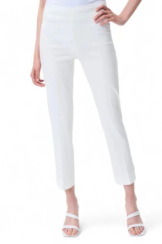 Woven Jacquard Cropped Pull On Pant In White