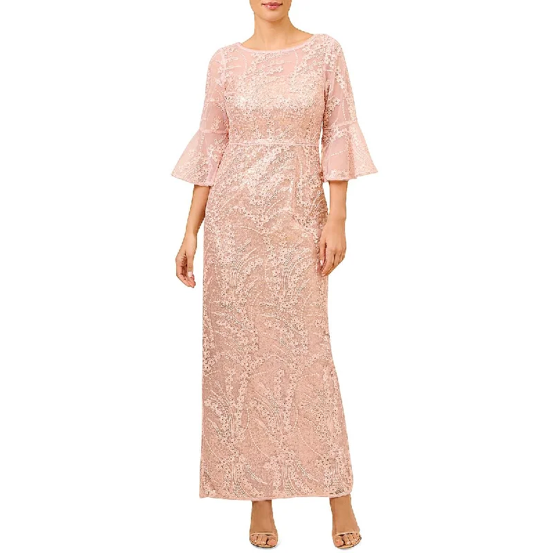 Adrianna Papell Womens Embroidered Evening Dress