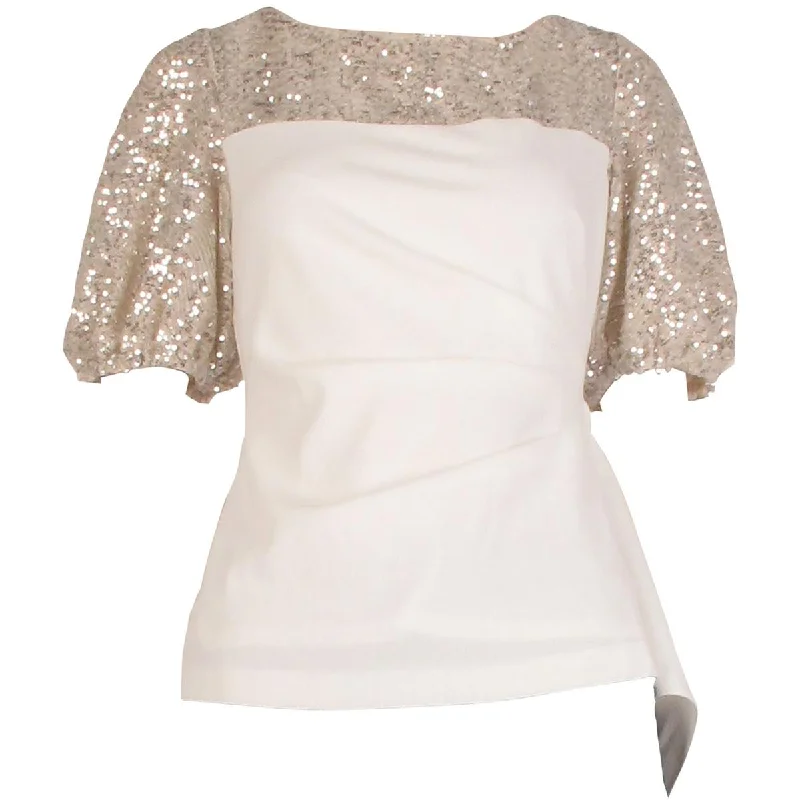 Adrianna Papell Womens Sequined Dressy Blouse