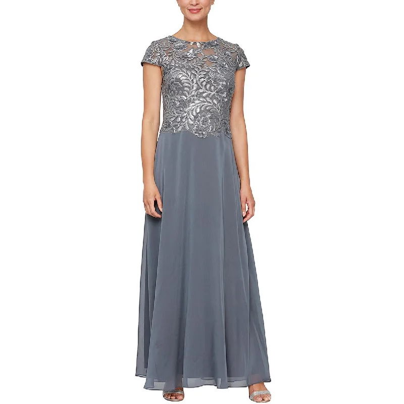 Alex Evenings Womens Petites Embellished Maxi Evening Dress