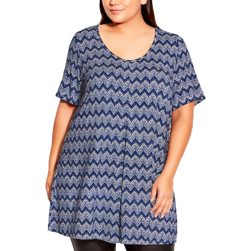 Avenue Womens Short Sleeve Printed Tunic Top