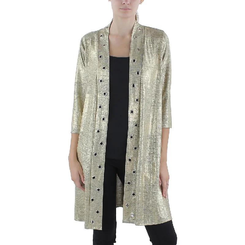 Belldini Womens    Foiled Grommet Kimono