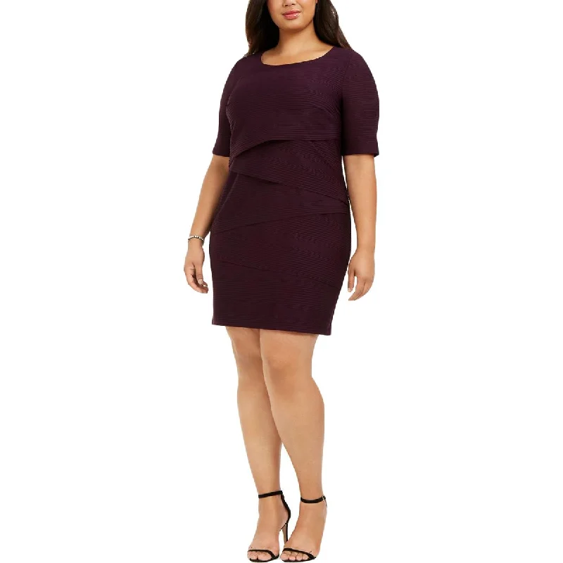 Connected Apparel Womens Plus Jersey Tiered Sheath Dress