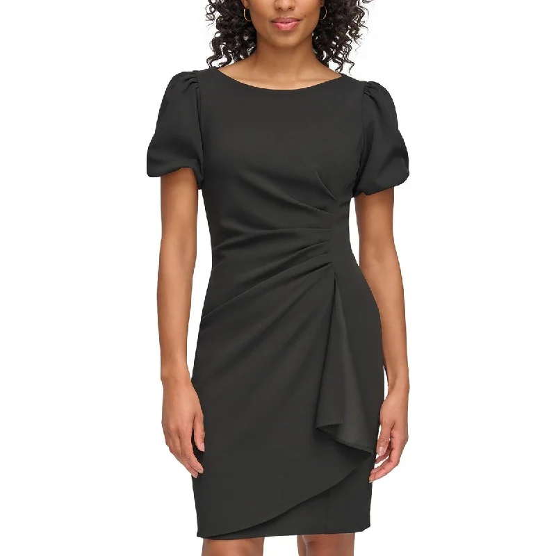 DKNY Womens Gathered Crepe Sheath Dress