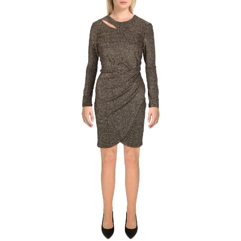 DKNY Womens Metallic Cut-Out Bodycon Dress