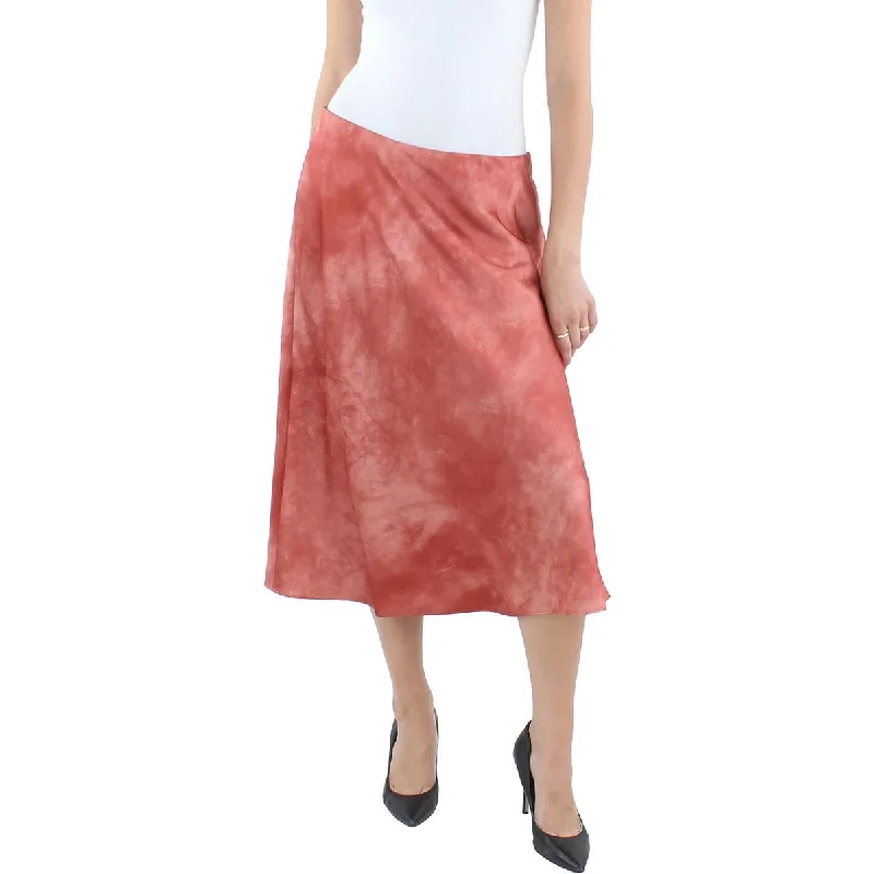 Lauren Ralph Lauren Womens Midi Satin A-Line Skirt