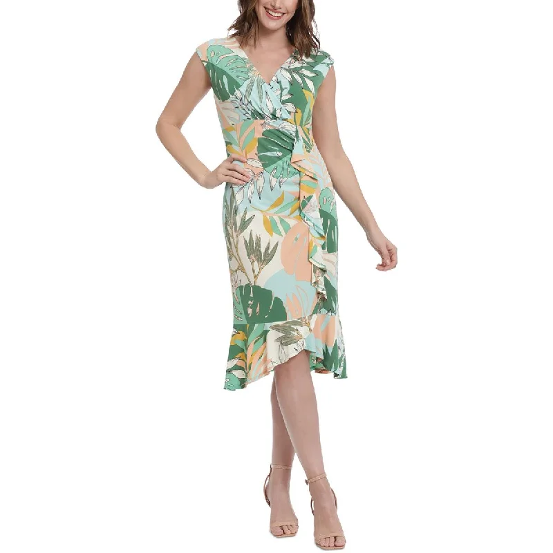 London Times Womens Printed Knee-Length Sheath Dress