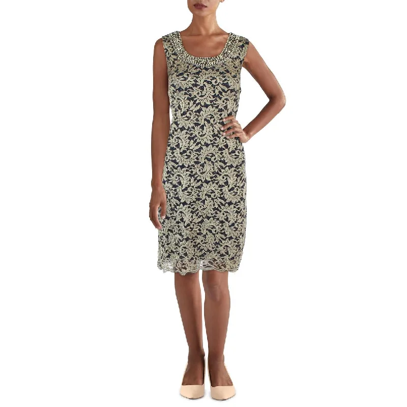 R&M Richards Womens Lace Embellished Cocktail and Party Dress