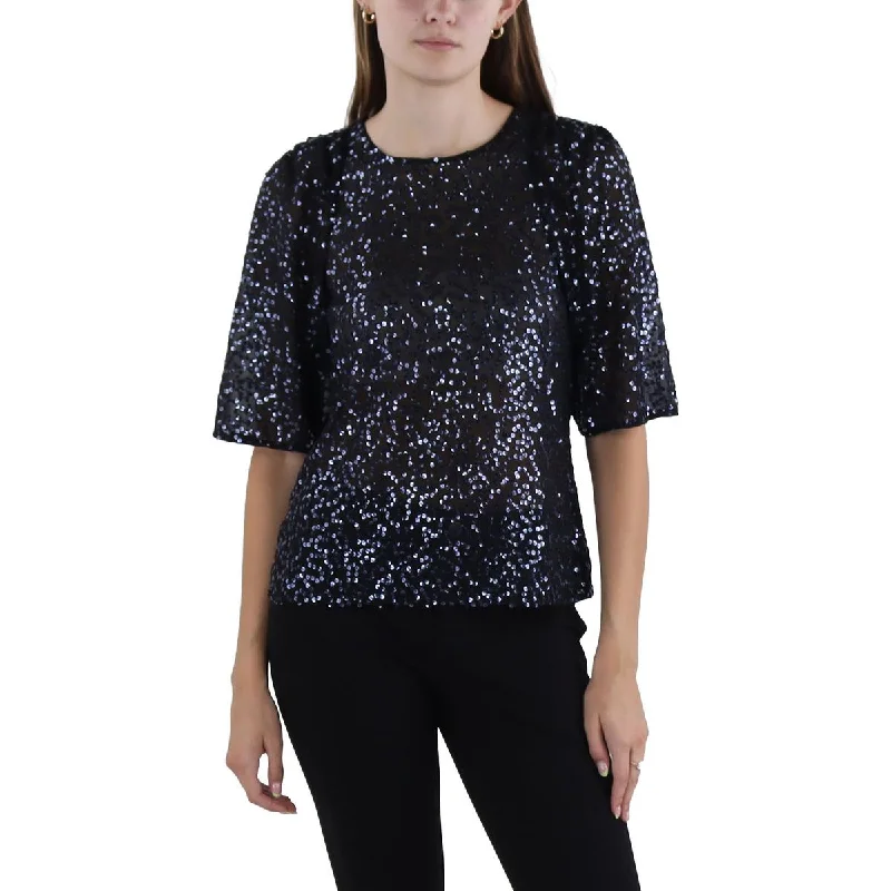 Rebecca Taylor Womens Cleo Sequined Ruched Blouse