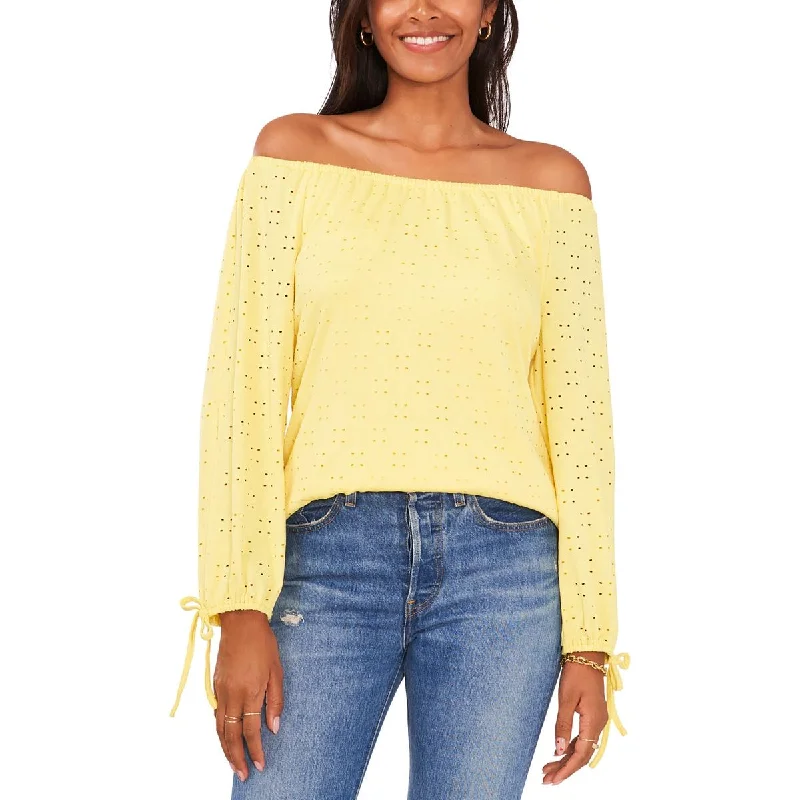 Sam and Jess Womens Blouse Eyelet Off The Shoulder