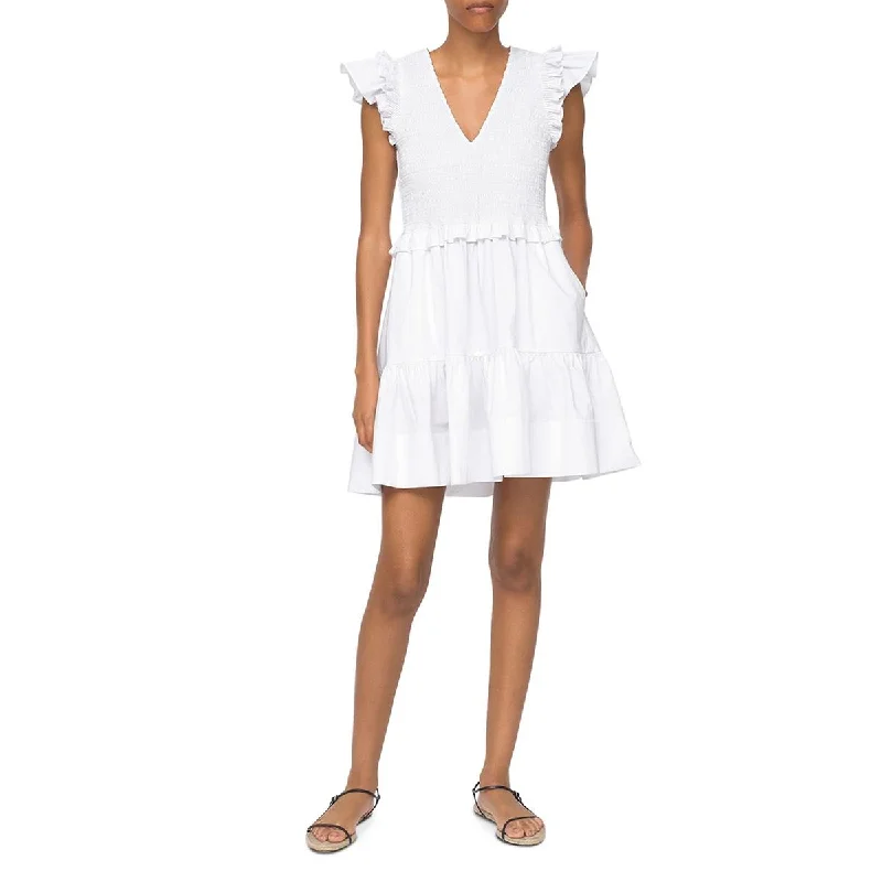 Sea Womens Phoebe Smock V-Neck Mini Dress