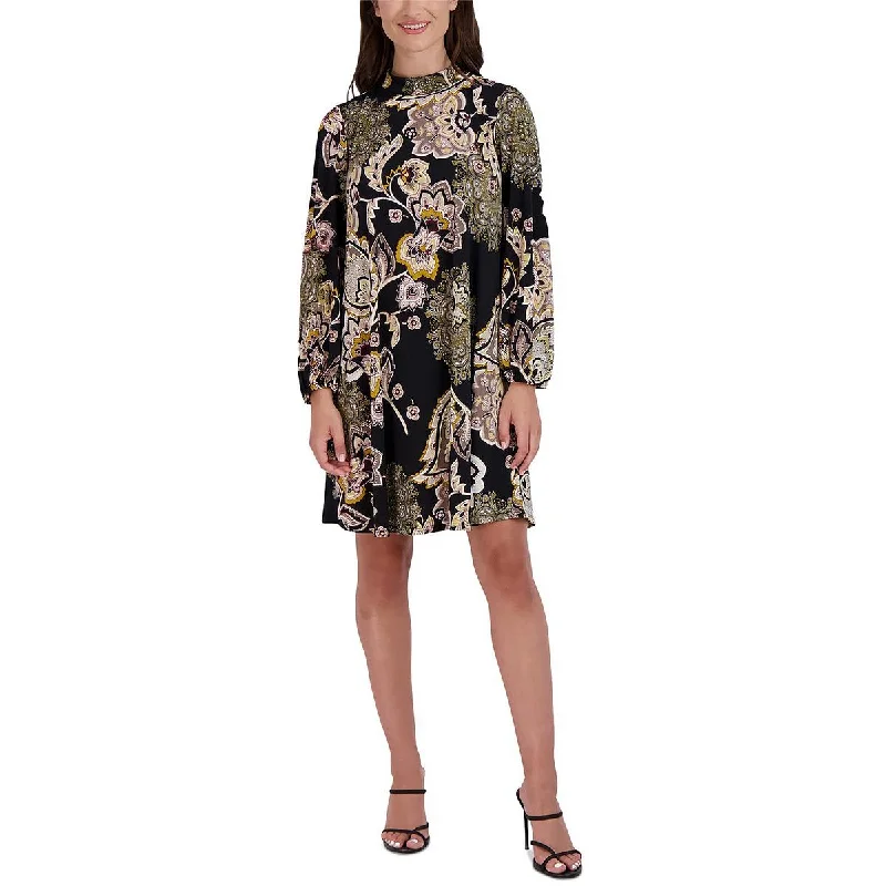 Signature By Robbie Bee Womens Petites Paisley Mini Shift Dress