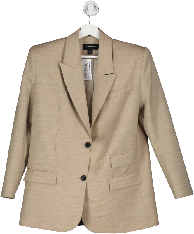 Karen Millen Beige Single Breasted Oversize Blazer UK 10