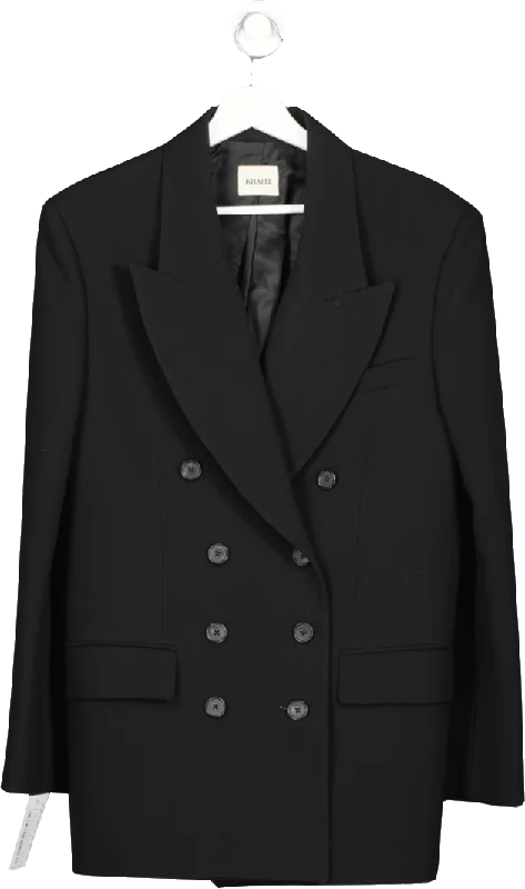 Khaite Black The Tanner Double-breasted Virgin Wool Blazer UK XS/S