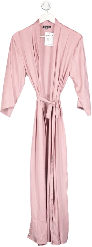 Loungeable Pink Satin Dressing Gown UK 8