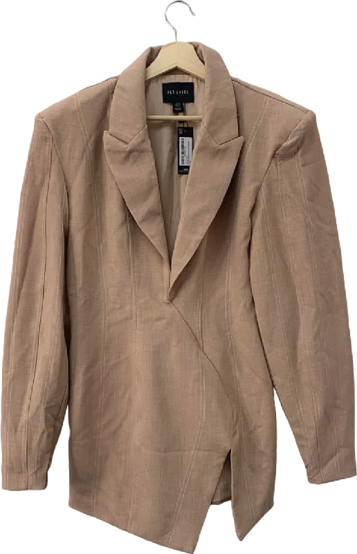 PLT Label Taupe Asymmetric Oversized Blazer UK 10