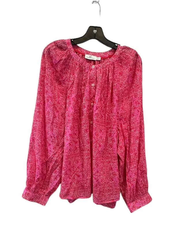 Top Long Sleeve By Vineyard Vines In Pink & Red, Size: 3x