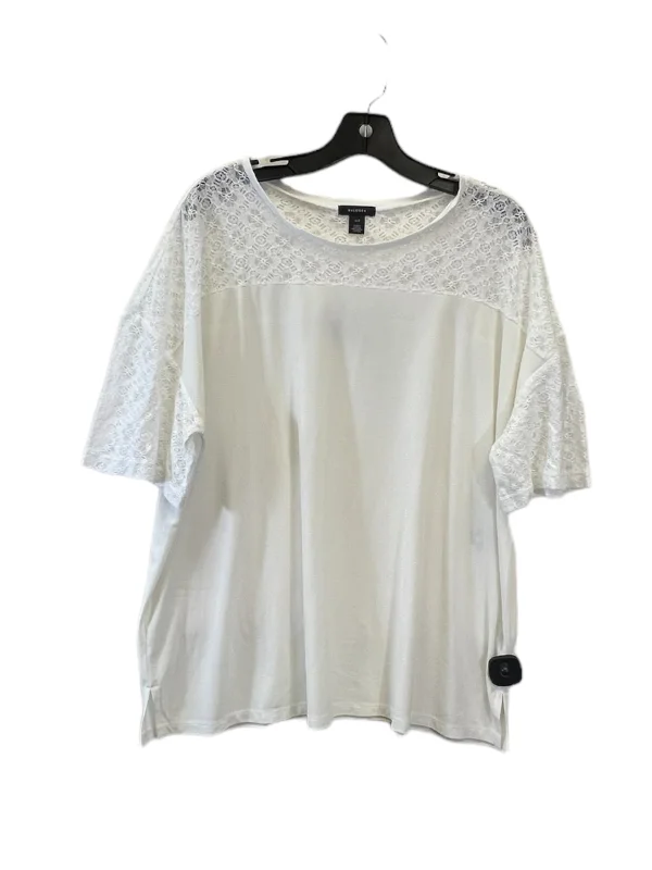 Top Short Sleeve By Halogen In White, Size: Xxl