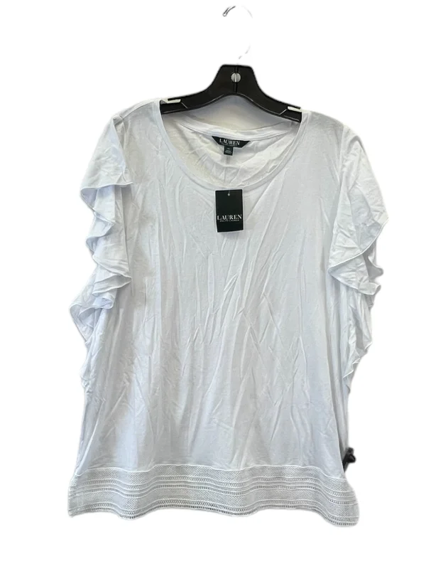 Top Short Sleeve By Lauren By Ralph Lauren In White, Size: Xl