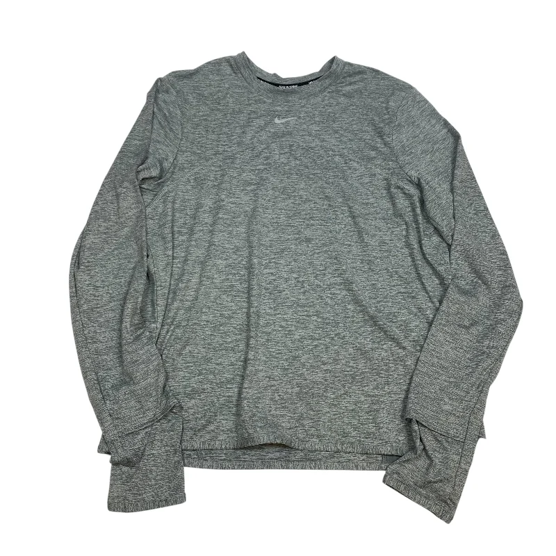 Athletic Top Long Sleeve Crewneck By Nike Apparel In Grey, Size: M